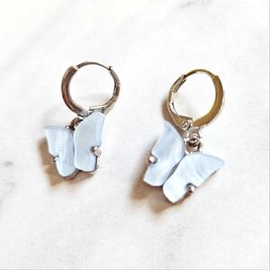 Silver Butterfly Huggies Earrings